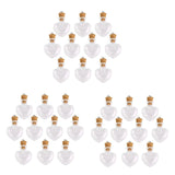 30Pcs Glass Cork Bottle Glasses Ampoules Wool Bottle Pendants Heart Form