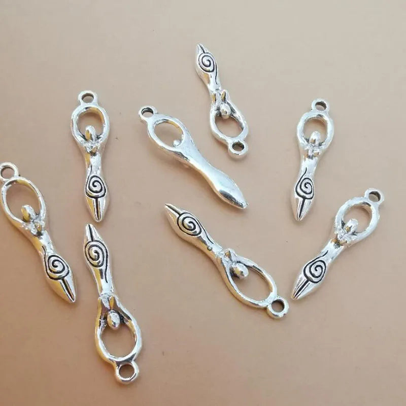 30Pcs Earth Fertility Goddess Charms Vintage Silver Alloy Accessory