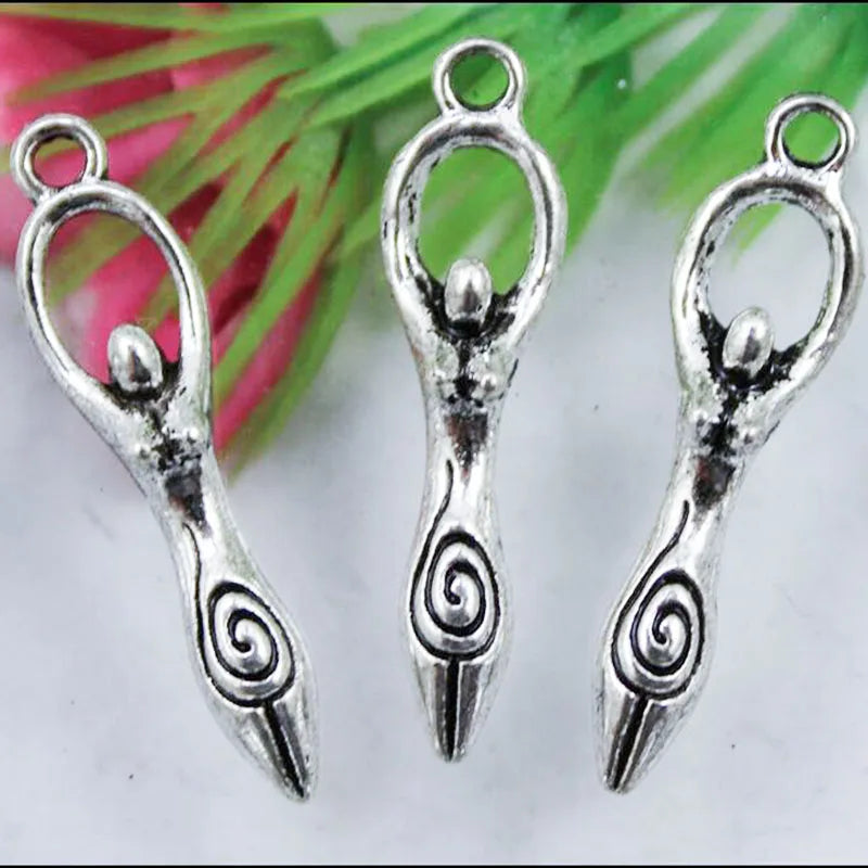 30Pcs Earth Fertility Goddess Charms Vintage Silver Alloy Accessory