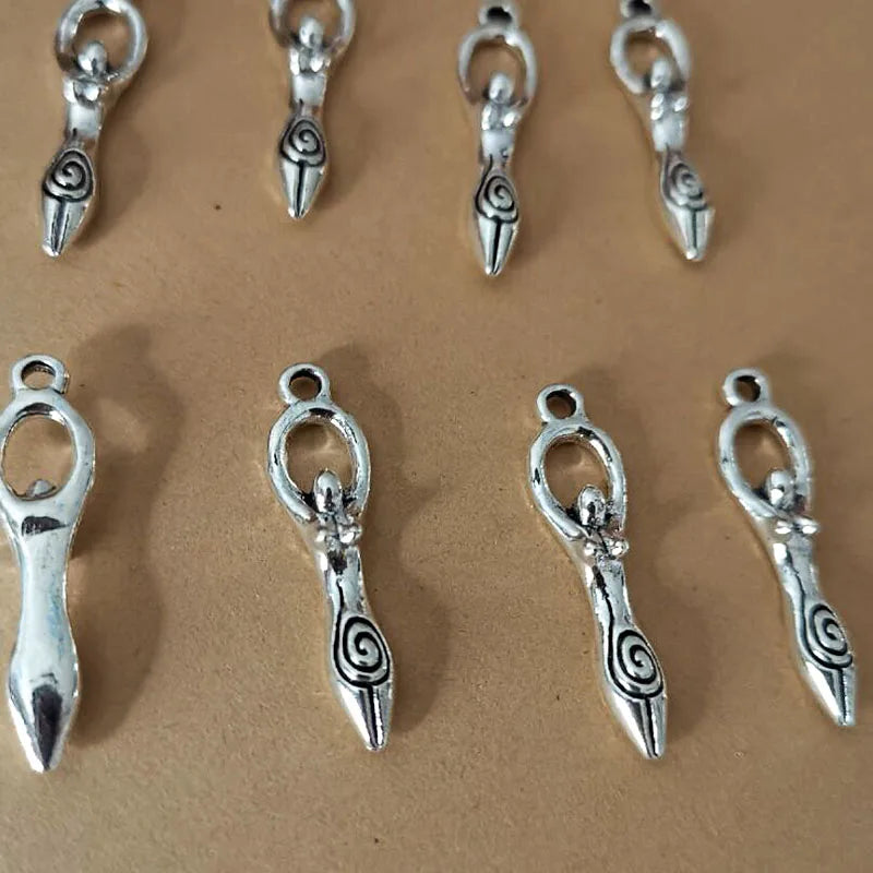 30Pcs Earth Fertility Goddess Charms Vintage Silver Alloy Accessory