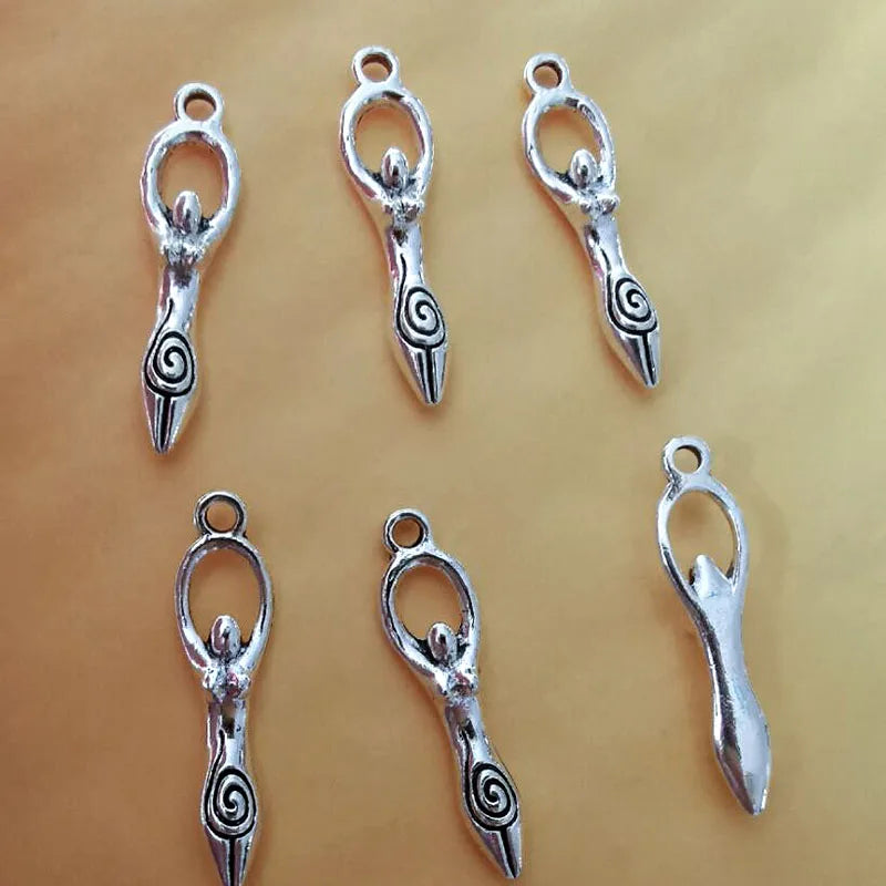 30Pcs Earth Fertility Goddess Charms Vintage Silver Alloy Accessory