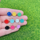 30Pcs Smiley Heart Alloy Pendant Mixed Enamel Charm DIY Jewelry Making