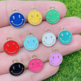 30Pcs Smiley Heart Alloy Pendant Mixed Enamel Charm DIY Jewelry Making