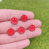 30Pcs Smiley Heart Alloy Pendant Mixed Enamel Charm DIY Jewelry Making