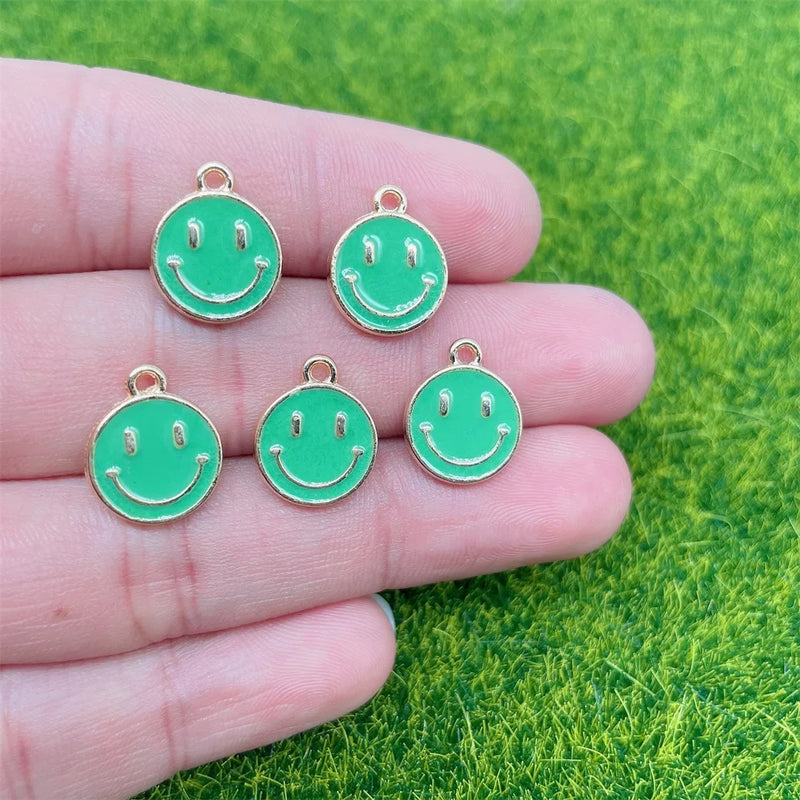 30Pcs Smiley Heart Alloy Pendant Mixed Enamel Charm DIY Jewelry Making
