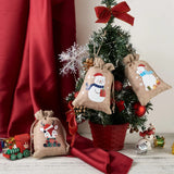 30Pcs Christmas Pattern Jute Gift Bags Burlap Drawstring Pouches