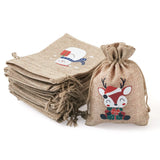 30Pcs Christmas Pattern Jute Gift Bags Burlap Drawstring Pouches
