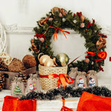 30Pcs Christmas Pattern Jute Gift Bags Burlap Drawstring Pouches