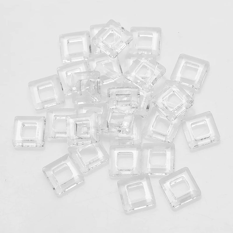 30Pcs 10mm Crystal Big Hole Cube Beads for DIY Earing Necklace Jewelry