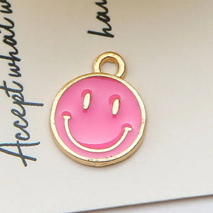 30Pc Mini Enamel Smile Face Charm for Jewelry Making DIY Earrings Bracelet