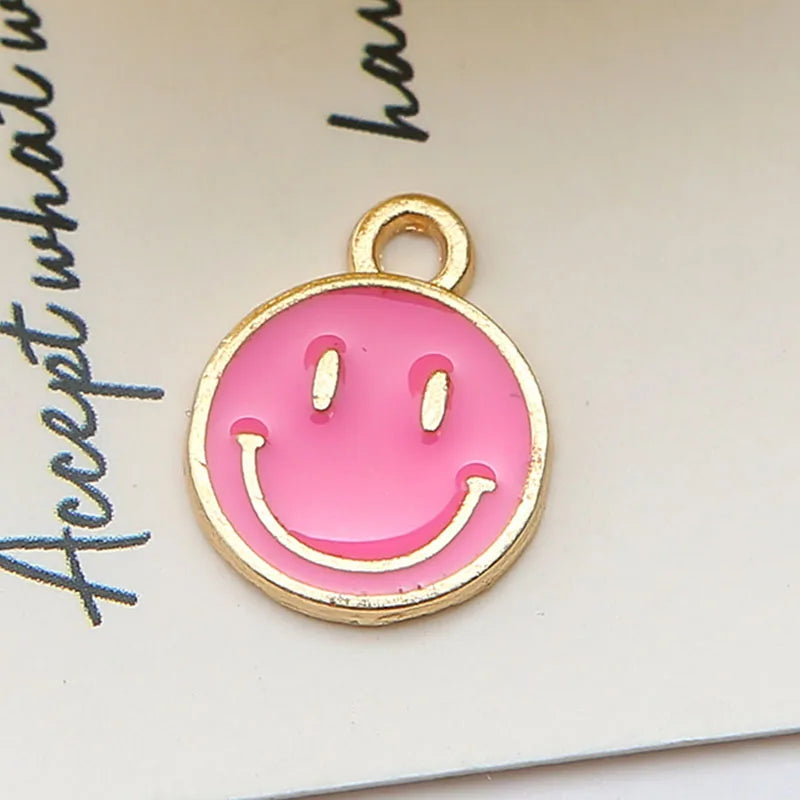 30Pc Mini Enamel Smile Face Charm for Jewelry Making DIY Earrings Bracelet