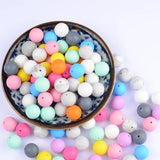 30Pcs 15mm Baby Round Silicone Teething Beads Sensory Necklace Food Mom