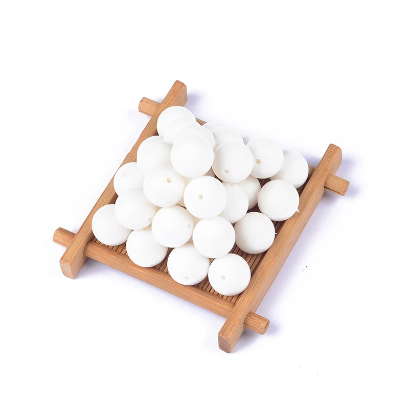 30Pcs 15mm Baby Round Silicone Teething Beads Sensory Necklace Food Mom