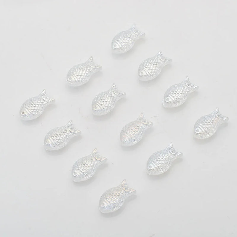 30Pcs/Lot 8x15mm Crystal Fish Charms Pendant Glass Beads Women Jewelry DIY