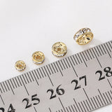 30Pcs/Lot 18K Plated Rhinestone Rondelles Crystal Bead Spacer Beads