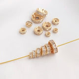 30Pcs/Lot 18K Plated Rhinestone Rondelles Crystal Bead Spacer Beads