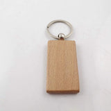 30Pcs/Lot DIY Blank Wooden Key Chain Carving Keyring Wood Keychain Ring Gift