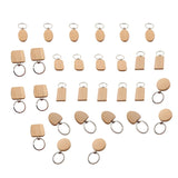 30Pcs/Lot DIY Blank Wooden Key Chain Carving Keyring Wood Keychain Ring Gift