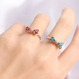 30Pcs Colorful Rhinestone Flowers Love Bow Crown Rings for Women Wedding Party