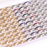 30Pcs/Lot Zircon Heart Love Stainless Steel Rings For Women