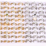 30Pcs/Lot Zircon Heart Love Stainless Steel Rings For Women