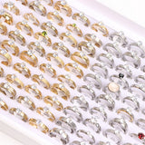 30Pcs/Lot Zircon Heart Love Stainless Steel Rings For Women