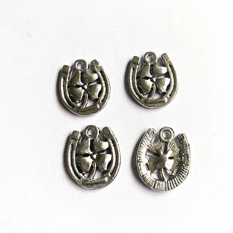 30Pcs Horseshoe Lucky Clover Charms Pendants DIY Bracelet Earring Jewelry