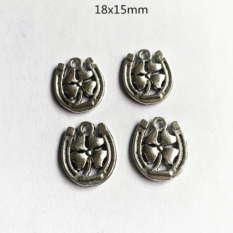 30Pcs Horseshoe Lucky Clover Charms Pendants DIY Bracelet Earring Jewelry