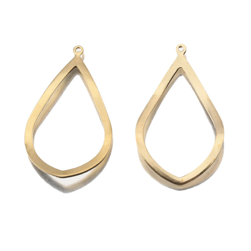 30Pcs Brass Hollow Teardop Frame Charms Pendants for DIY Necklace Earrings
