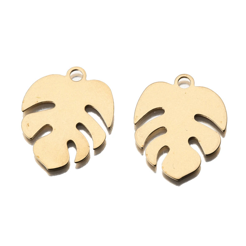 30Pcs Brass Monstera Plants Leaf Charms for Jewelry Making