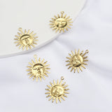 30Pcs Raw Brass Sun Face Charms Jewelry Making