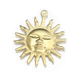 30Pcs Raw Brass Sun Face Charms Jewelry Making