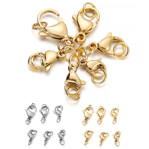 30Pcs Stainless Steel Lobster Claw Clasps Jump Rings for DIY Necklaces Bracelet