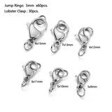 30Pcs Stainless Steel Lobster Claw Clasps Jump Rings for DIY Necklaces Bracelet