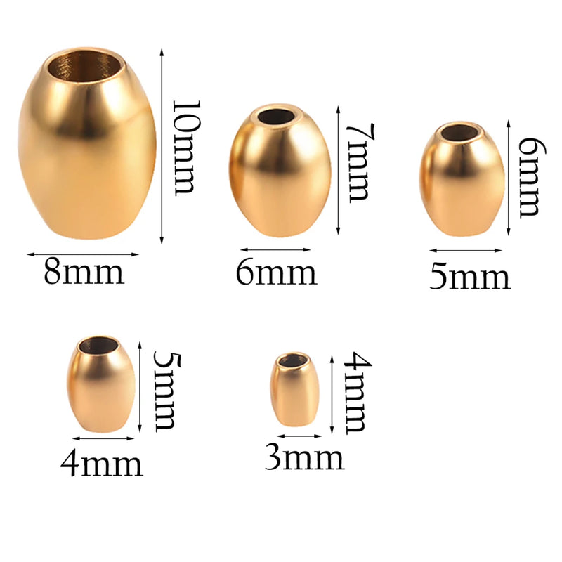 30Pcs Stainless Steel Spacer Loose Oval Bead Charms DIY Jewelry Making