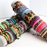 30Pcs Mixed Style Adjustable Braided Leather Bracelets Vintage Charm Jewelry