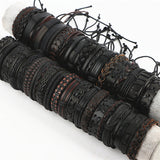 30Pcs Mixed Style Adjustable Braided Leather Bracelets Vintage Charm Jewelry
