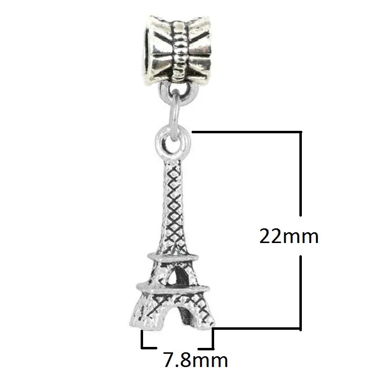30Pcs Vintage Silver Eiffel Tower Dangle Charms for Jewelry Making