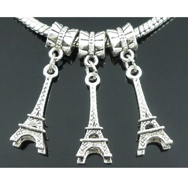 30Pcs Vintage Silver Eiffel Tower Dangle Charms for Jewelry Making
