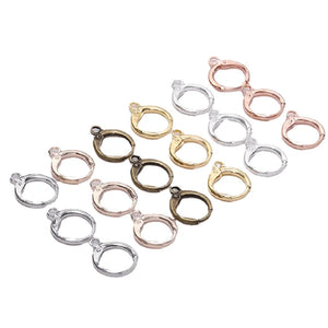 30Pcs Copper Clip Earring Clasps Hooks Findings With Loop Base Diy