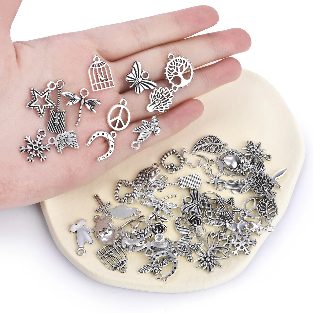 30Pcs Vintage Metal Bird Pendant Charms for DIY Jewelry Making
