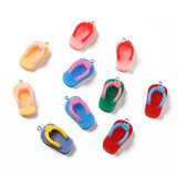 30Pcs Opaque Resin Flip Flops Charms Pendants for DIY Jewelry Making