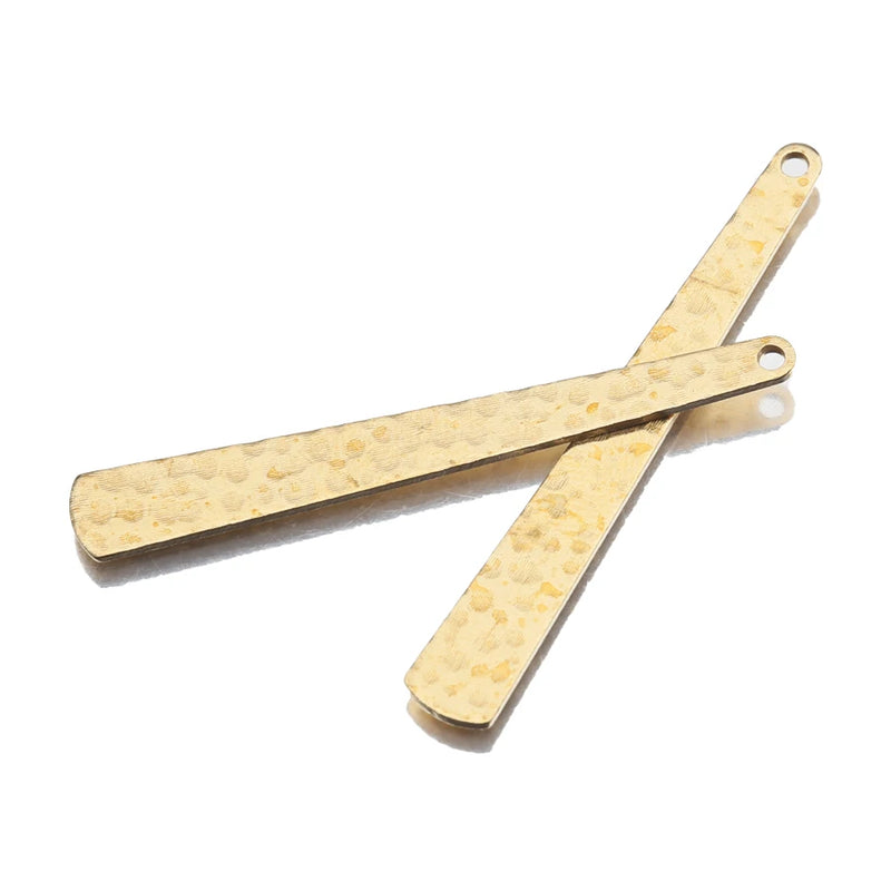 30Pcs Brass Hammered Strip Bar Charms Pendant for DIY Jewelry Making