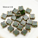 30Pcs/Pack Emerald Glass Clover Peach Heart Earrings DIY Crystal Accessories