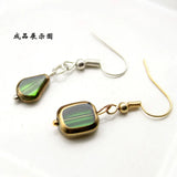 30Pcs/Pack Emerald Glass Clover Peach Heart Earrings DIY Crystal Accessories