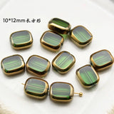 30Pcs/Pack Emerald Glass Clover Peach Heart Earrings DIY Crystal Accessories