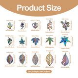 30Pcs Rainbow Flower Leaf Cactus Alloy Pendants Charms For Jewelry Making
