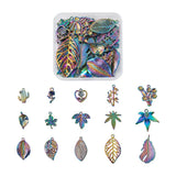 30Pcs Rainbow Flower Leaf Cactus Alloy Pendants Charms For Jewelry Making
