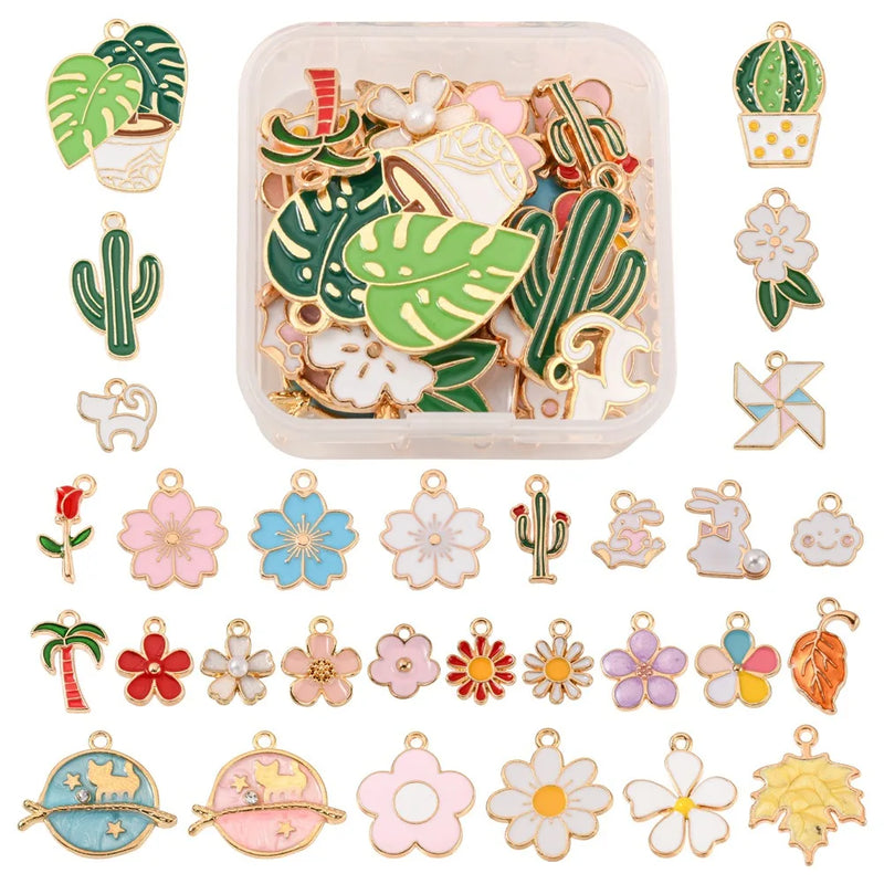 30Pcs/Set Daisy Series Alloy Pendant for DIY Jewelry Making