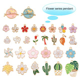 30Pcs/Set Daisy Series Alloy Pendant for DIY Jewelry Making